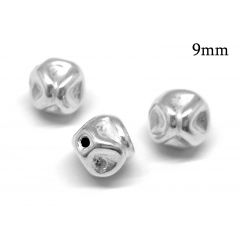 Sterling Silver Hollow Hammered Bead 9mm Hole 1mm