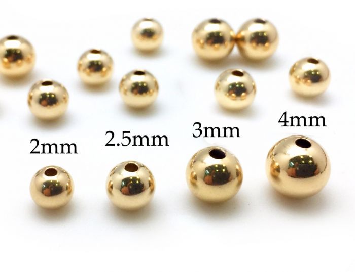 Gold filled Round Seamless Spacers Beads 2mm, 2.5mm, 3mm, 4mm