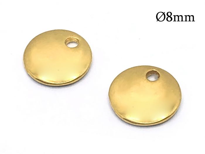 14K Solid Gold Round Blanks Pendant Disc 8mm