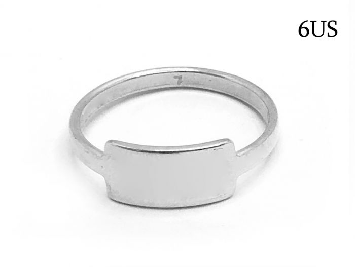 Sterling Silver 925 Blank Ring with Rectangle Base for Stamping and Engraving Size 6Us