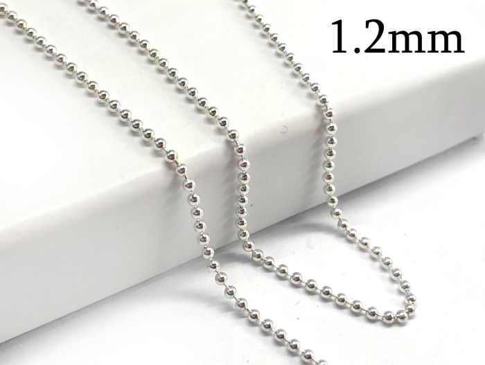 Sterling silver 925 Ball Bead Chain 1.2mm Unfinished