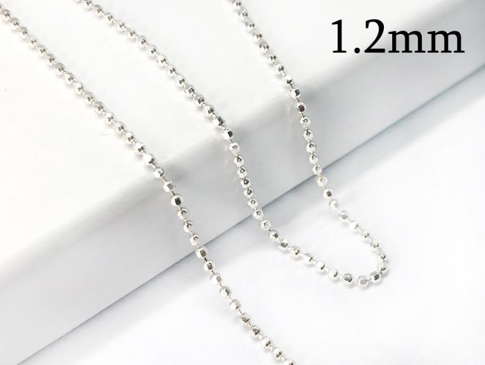 Sterling silver 925 Sparkle Ball Bead Chain 1.2mm Unfinished