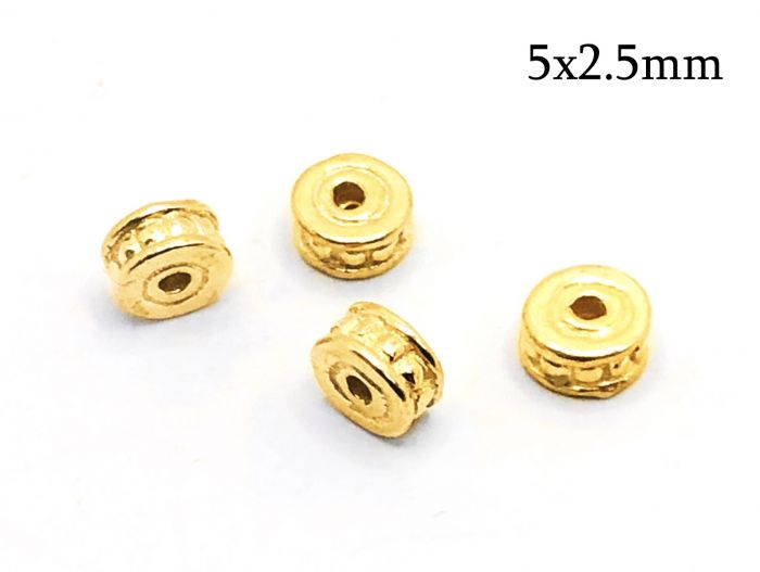 Brass Round Spacer rondelle bead 5mm thickness 2.5mm hole 0.9mm