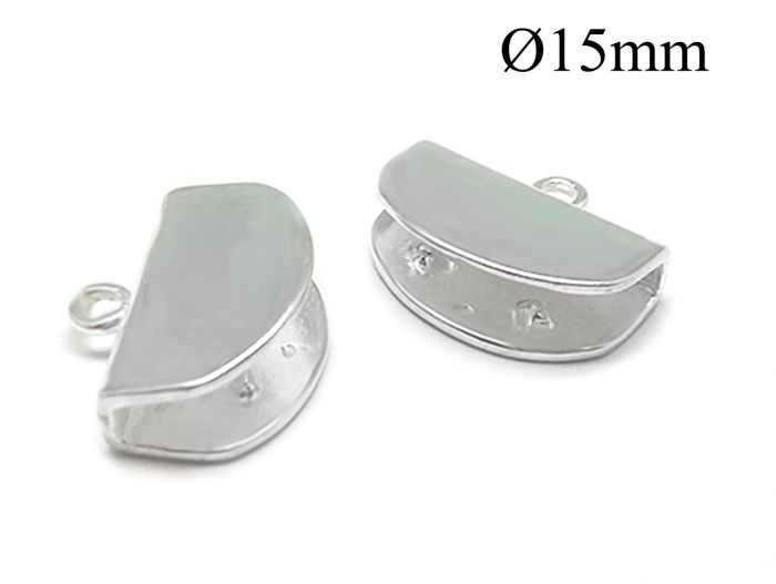 Brass End Cap for 15mm flat leather cord with 1 loop