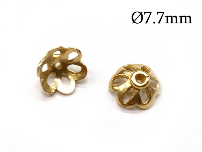 14K Solid Gold Flower Bead Caps 7.7mm for 8-10mm beads