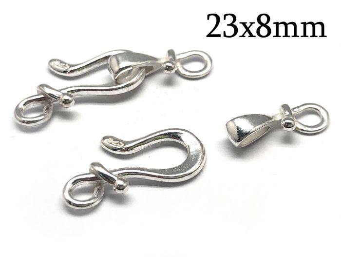 Sterling Silver 925 Cast Hook and Eye Clasp 23x8mm