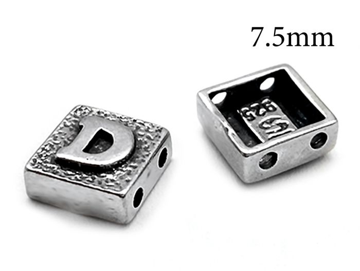 Letter Beads, 7 mm, 1,2 mm, Silver, 21 G, 1 Pack