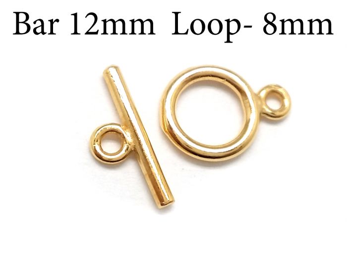 Brass Round Toggle Clasp Loop 8mm Bar 12mm