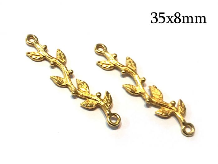 Brass Olive Branch Leaf Connector 35x8mm with 2 loops
