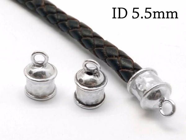 Sterling Silver 925 Leather Cord End Cap Inside Diameter 5.5mm