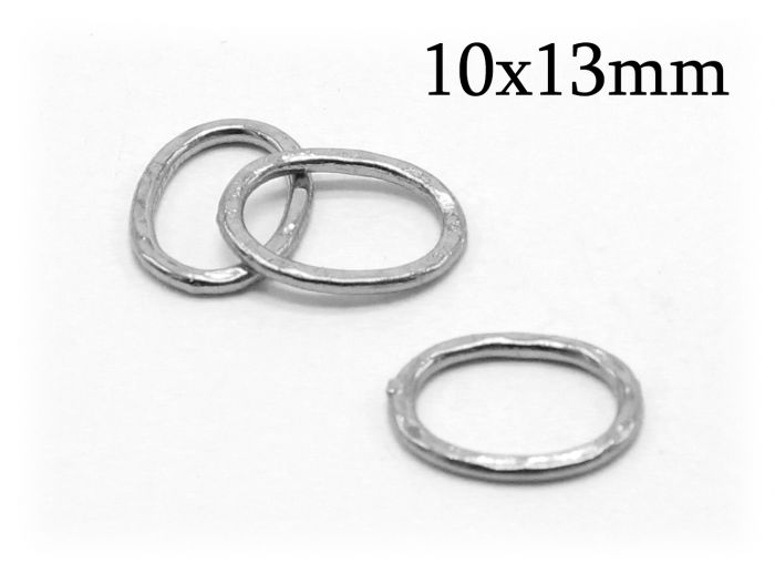 Sterling Silver 925 Hammered Oval Closed Jump rings 13x10mm