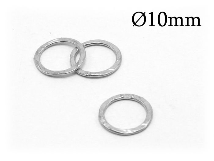 Sterling Silver 925 Hammered Round Closed Jump rings Outside diameter 10mm