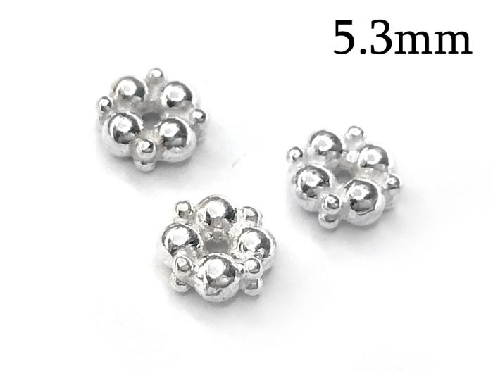 Bulls Eye design 25 Silver Tone large hole Bead Spacers 6x6.5mm hole 3mm