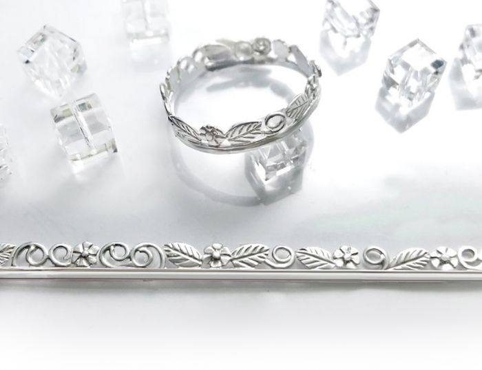 Fine Silver 999 Cast Bezel wire with flowers and leaves 63mm