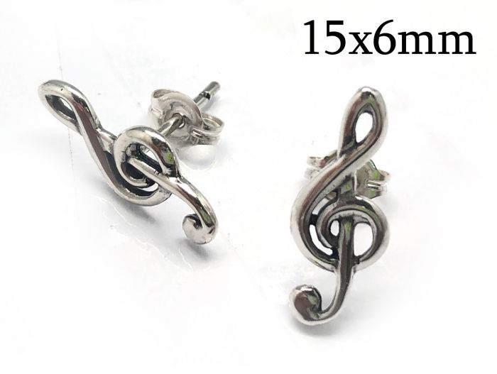 Details about   Treble Clef and Music Note 925 Solid Sterling Silver Post Stud Earrings