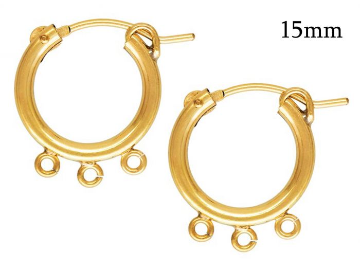 Solid 14K Yellow Gold Mini Hoops 12mm Round Hoop Earrings 14 k Gold Circle  Shaped Small Huggie Hoop Earrings Hypoallergenic Gold Earrings