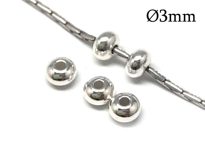 Sterling Silver 925 Rondelle Spacers Beads 3mm with hole 1mm