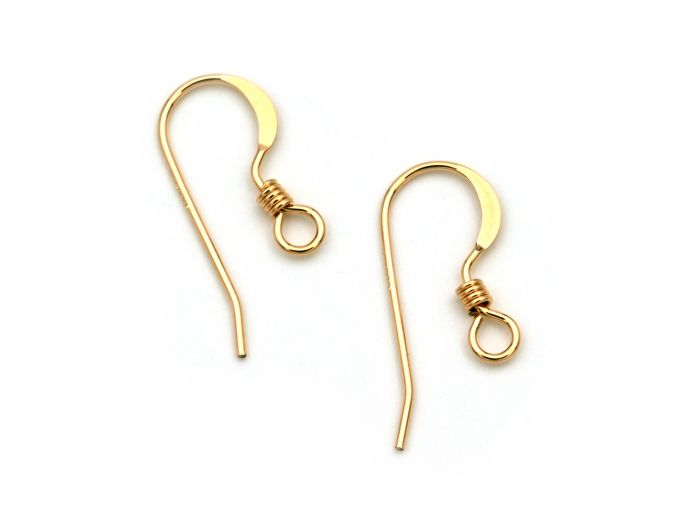 Gold Ear Hooks, 8 Gold Plated Brass Earring Wires, Earring Hooks (21x7.5mm)  BS 1824