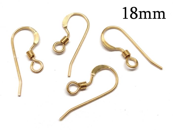 Gold filled French Ear Wire 18mm wire Ear hooks with spring