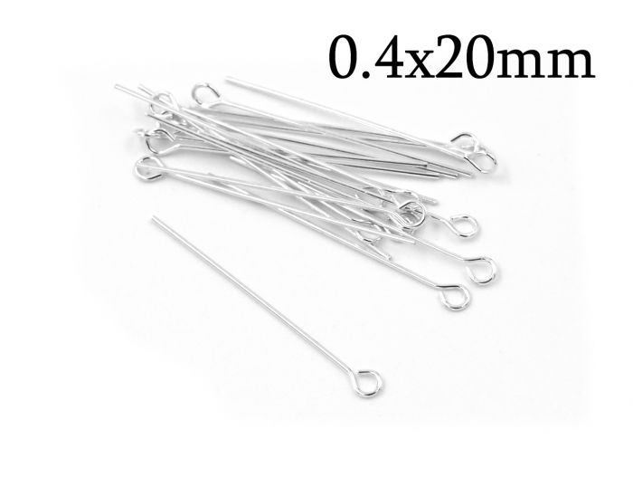 100 or 500 Pieces: 18 mm Silver Plated Eye Pins, 21 gauge