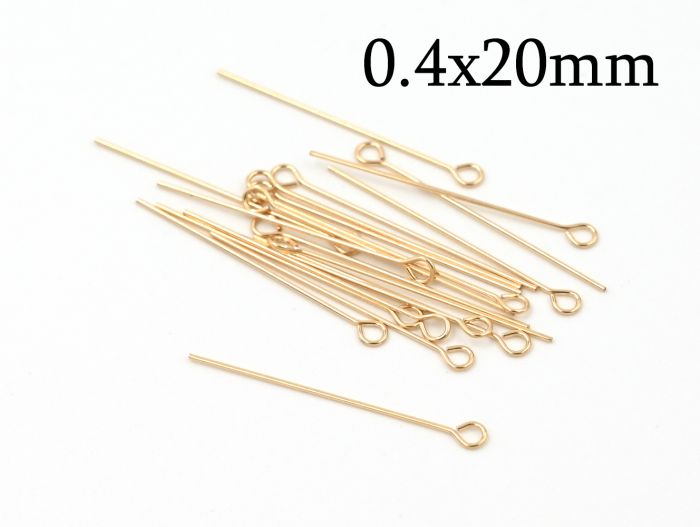 Gold Filled Eye Pins 20mm wire thickness 0.4mm 26 Gauge