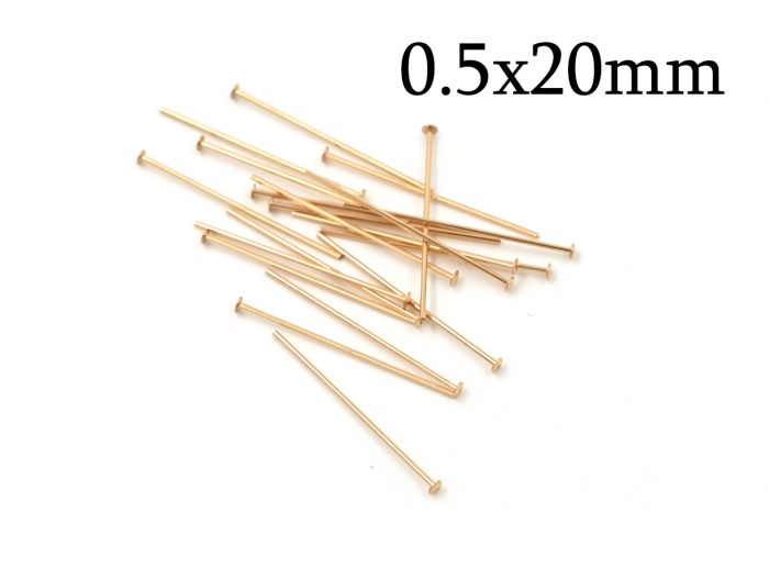 Gold Filled Head Pins 20mm wire thickness 0.5mm 24 Gauge with