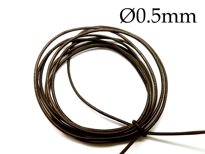 Dark Brown Round Leather Cord 0.5mm