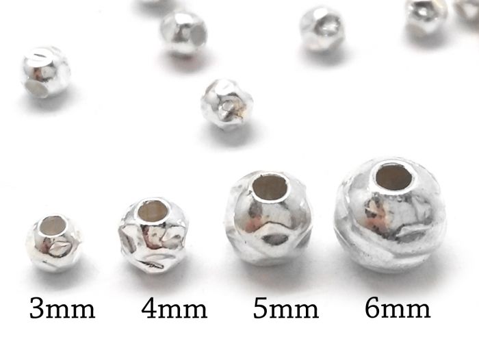 Hammered Spacer beads in Sterling Silver 925