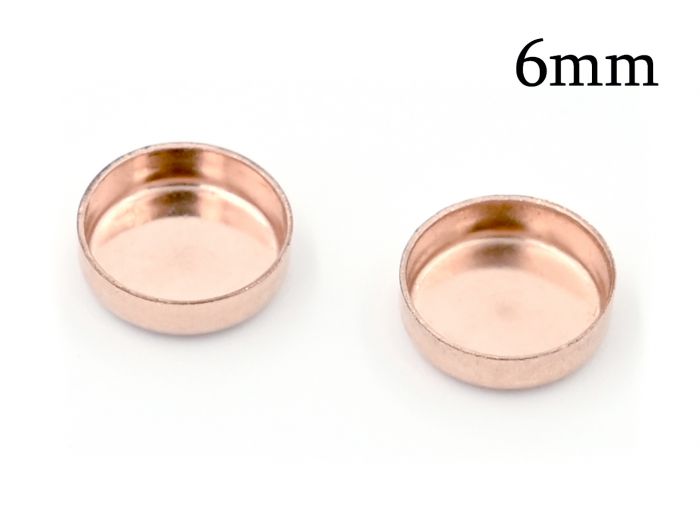 Rose Gold Filled Round Simple bezel cup without loop=