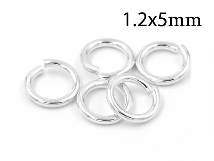 Sterling Silver 925 Open Jump Rings 1.2x5mm 17 Gauge 5mm Inside Diameter