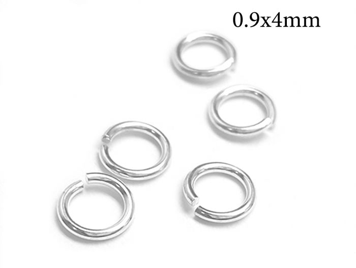 Sterling Silver 925 Open Jump Rings 0.9x4mm, 19 Gauge, 4mm Inside Diameter