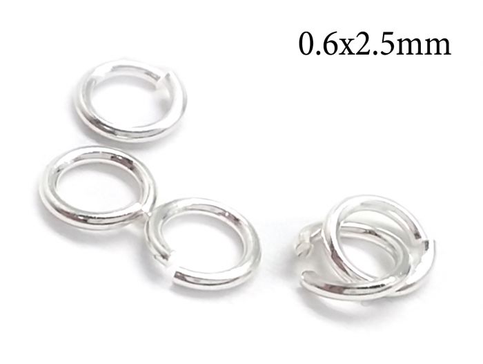 Sterling Silver 925 Open Jump Rings 0.6x2.5mm, 22 Gauge, 2.5mm Inside  Diameter