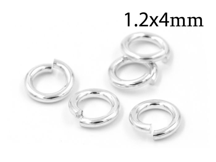 Sterling Silver 925 Open Jump Rings 1.2x4mm 17 Gauge 4mm Inside Diameter