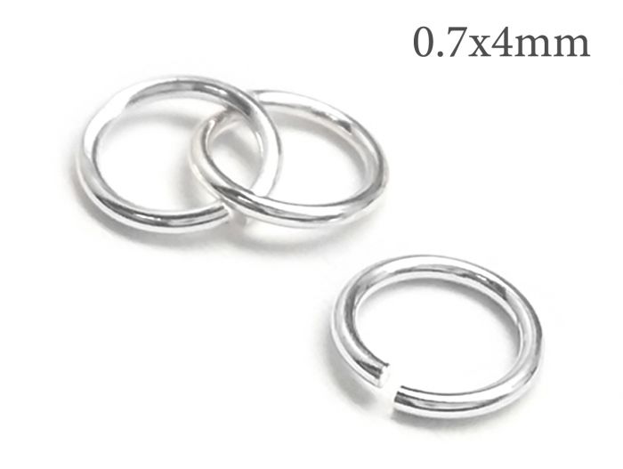 Sterling Silver 925 Open Jump Rings 0.7x4mm, 21 Gauge, 4mm Inside Diameter