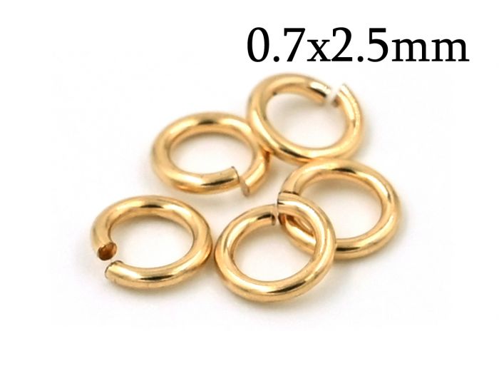 Gold Filled Open Jump Rings 0.7x2.5mm 21 Gauge 2.5mm Inside Diameter