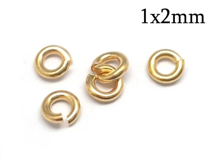 Gold Filled Jump rings 1x2mm - wire thickness 1mm (18 Gauge) x inside  diameter 2mm