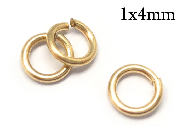 Gold Filled Jump rings 1x4mm - wire thickness 1mm (18 Gauge) x inside  diameter 4mm