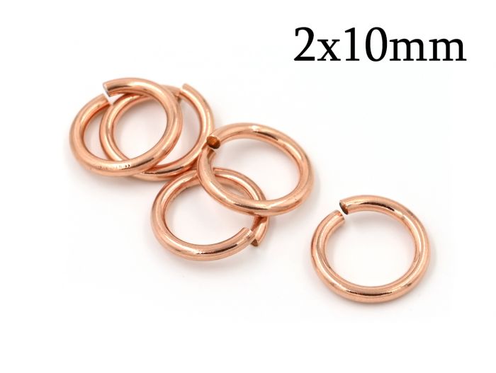 Rose Gold Filled Open Jump Rings 2x10mm 12 Gauge 10mm Inside Diameter