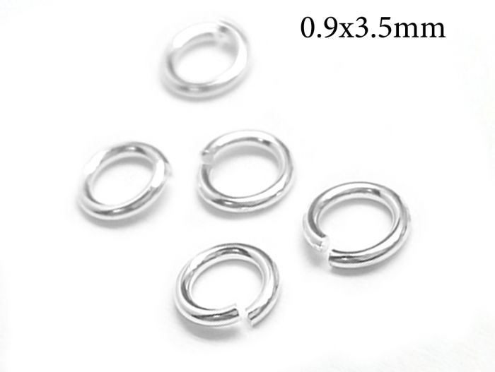 Sterling Silver 925 Open Jump Rings 0.9x3.5mm, 19 Gauge, 3.5mm Inside  Diameter