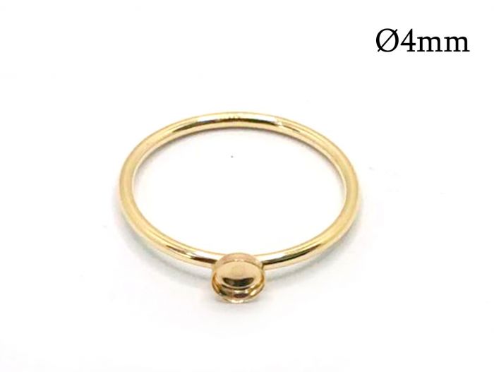 Gold Filled 14K Round Bezel Cup Ring Settings 4mm