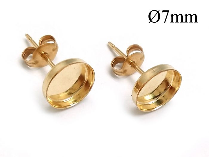 Gold Filled Round Bezel Earring post settings 7mm