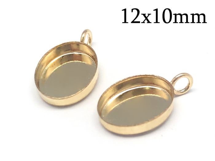 Gold Filled Oval Bezel Cup with vertical loop=