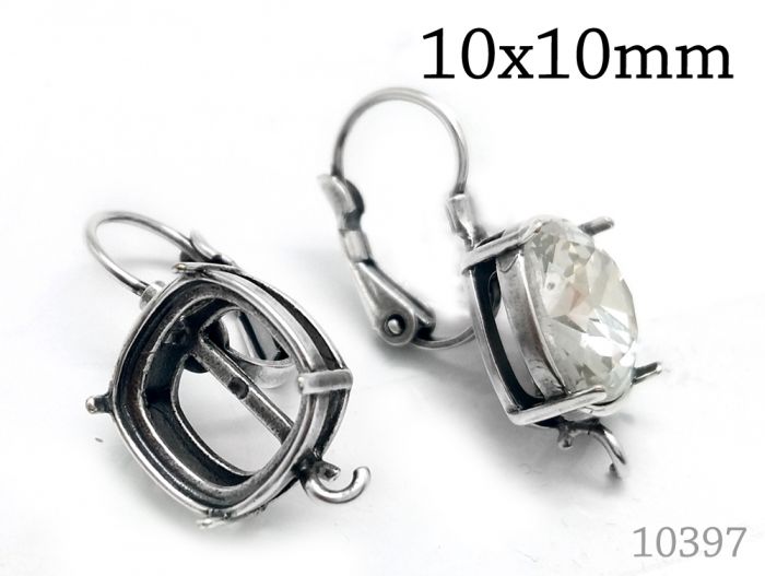 Brass Simple Leverback Cushion earrings 10x10mm open loop