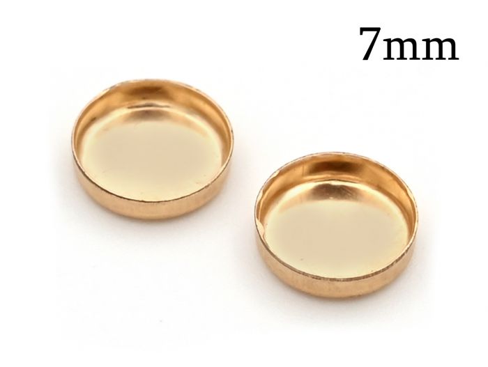 Gold Filled Round Simple bezel cup without loop=