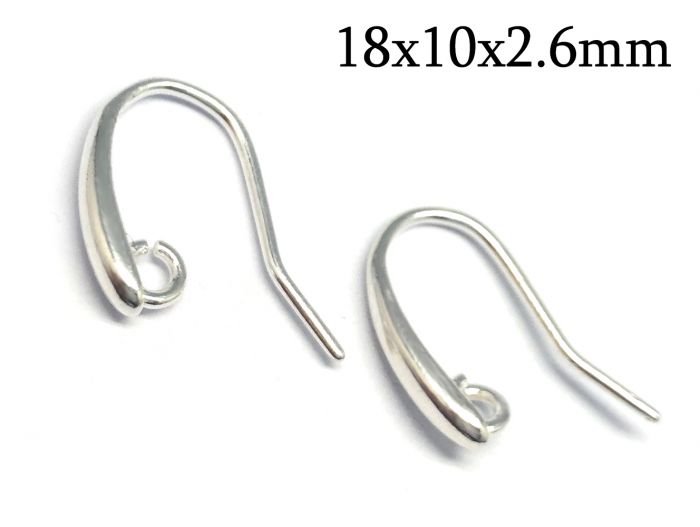 Sterling Silver 925 Hook earrings Ear wire 18x10x2.6mm with open loop