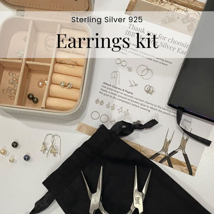 Sterling Silver 925 Earring Kit, DIY Jewelry Making Set with