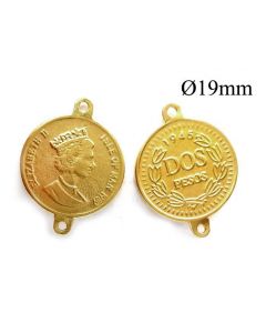 Brass Queen Elizabeth 2 Coin Replica Pendant 19mm with 2 loop