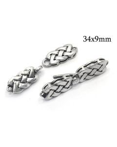 Brass Celtic Hook and eye Clasp 34x9mm woven rectangle