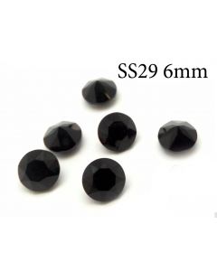 6mm SS29 1088 Swarovski Undrilled Fancy Stones Jet Black Foil Back