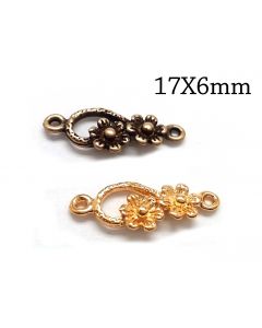 Brass Flower Link 17x6mm with 2 loops